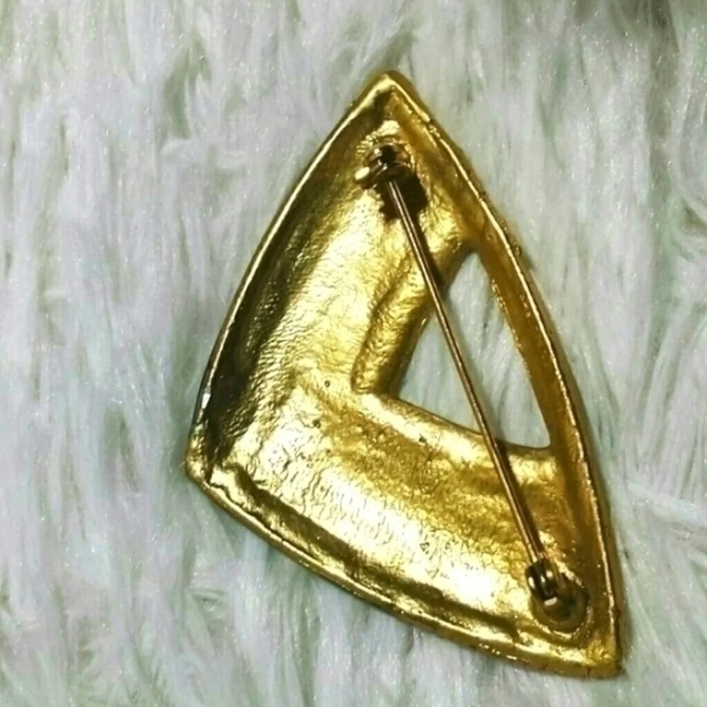 Vintage Color Swirl Triangular Badge Brooch